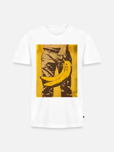 Banana Pop Art Silhouette - Men's Premium Organic V-Neck T-Shirt - white