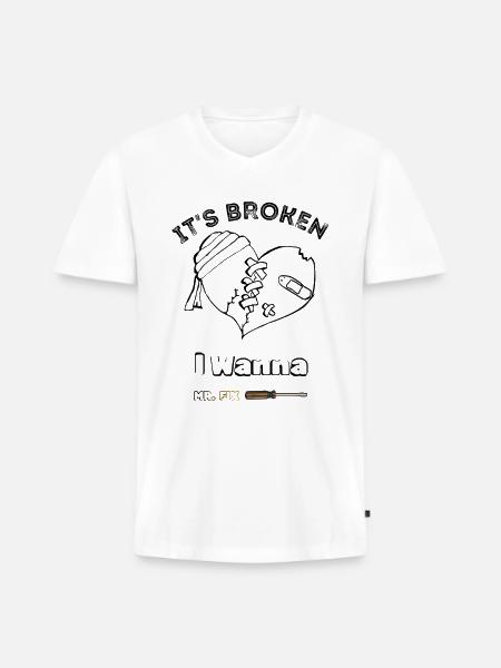 My heart is broken - Men's Premium Organic V-Neck T-Shirt - white