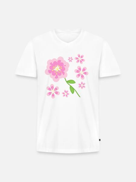 pink flowers pattern - Men's Premium Organic V-Neck T-Shirt - white