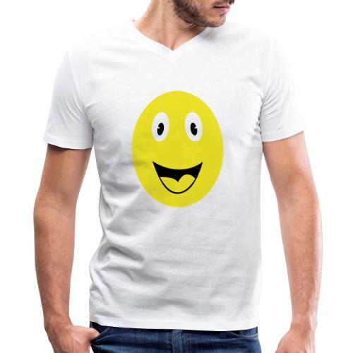 Yellow Happy Face Print - Men's Premium Organic V-Neck T-Shirt