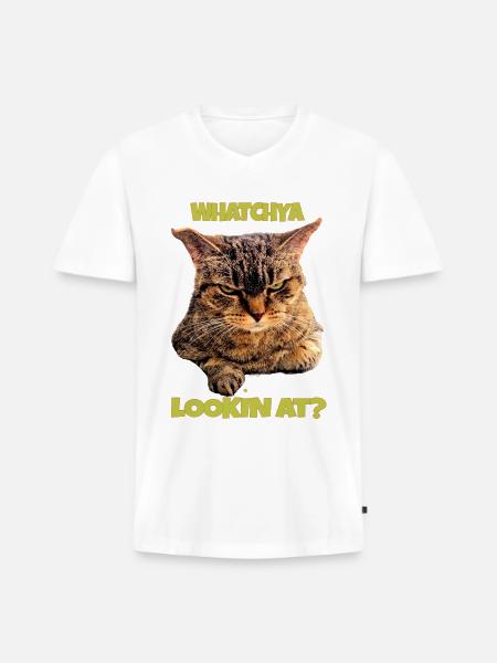 Whatchya Lookin At Cat - Men's Premium Organic V-Neck T-Shirt - white