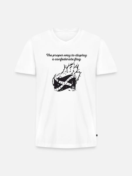 Burn the Confederate Flag - Men's Premium Organic V-Neck T-Shirt - white