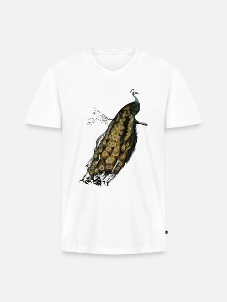Beautiful Peacock - Men's Premium Organic V-Neck T-Shirt - white