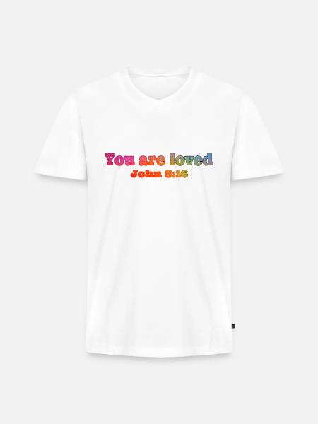 John - Men's Premium Organic V-Neck T-Shirt - white