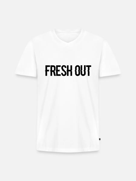 fresh out - Men's Premium Organic V-Neck T-Shirt - white