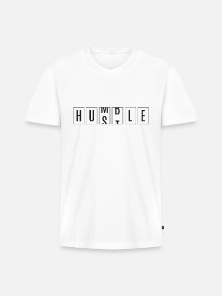 Hustle, Humble. - Men's Premium Organic V-Neck T-Shirt - white