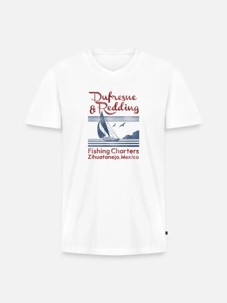 Dufresne and Redding Fishing Charters - Men's Premium Organic V-Neck T-Shirt - white