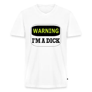 Warning im a dick - Men's Premium Organic V-Neck T-Shirt - white - Front - AI Model Male 178 dark (178cm)