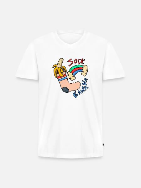 Sock Banana - Men's Premium Organic V-Neck T-Shirt - white