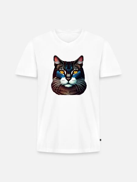 Blue cat - Men's Premium Organic V-Neck T-Shirt - white