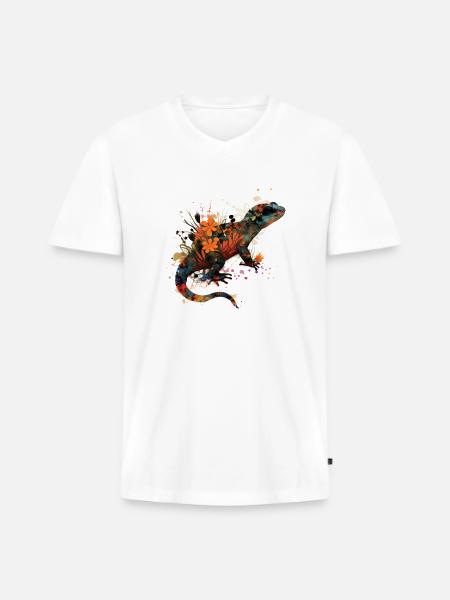 Spotted Fire Salamander - Men's Premium Organic V-Neck T-Shirt - white