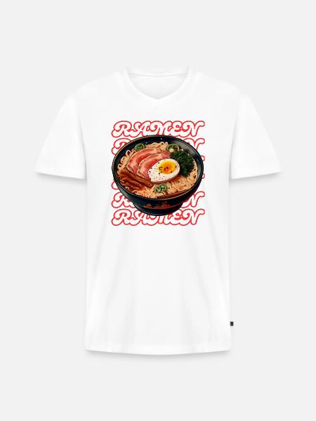 RAMEN! - Men's Premium Organic V-Neck T-Shirt - white