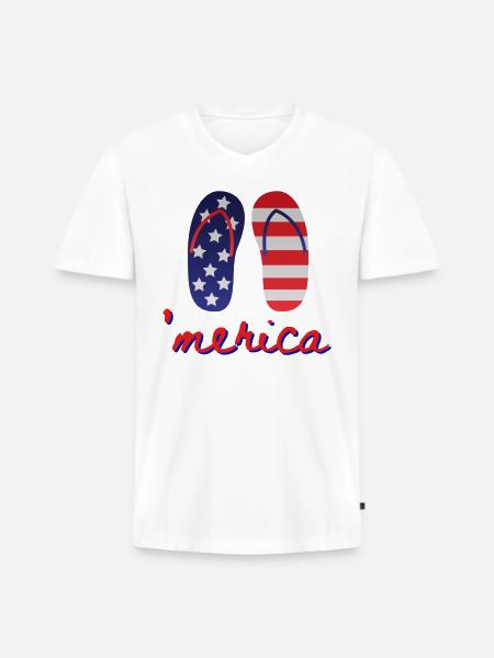 4th of July - Men's Premium Organic V-Neck T-Shirt - white