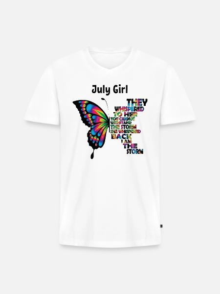 July Butterfly - Men's Premium Organic V-Neck T-Shirt - white