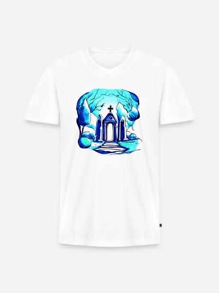 Cemetery Grave Graveyard - Men's Premium Organic V-Neck T-Shirt - white