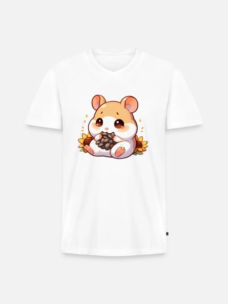 Sunflower Seeds & Hamsters - Men's Premium Organic V-Neck T-Shirt - white