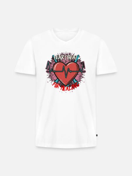 Heartbeat for Healing - Men's Premium Organic V-Neck T-Shirt - white