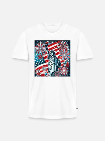July 4th - Men's Premium Organic V-Neck T-Shirt - white