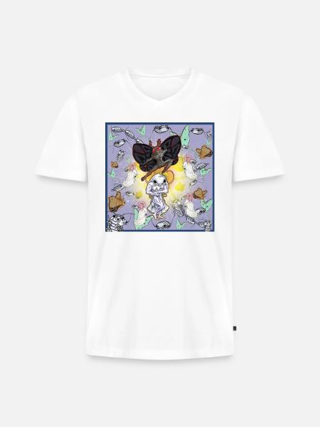 Mothman & Isobod - Men's Premium Organic V-Neck T-Shirt - white