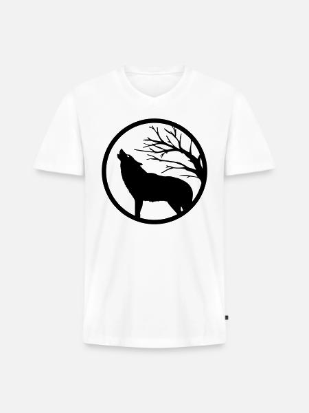 Howling wolf - Men's Premium Organic V-Neck T-Shirt - white