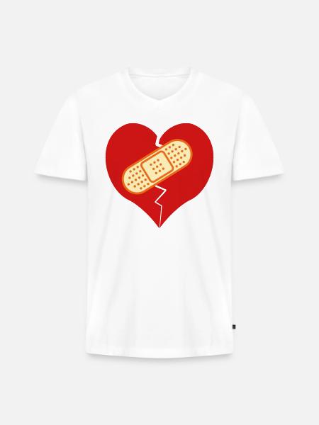 broken heart with bandaid - Men's Premium Organic V-Neck T-Shirt - white
