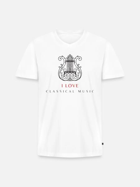 I love classical music - Men's Premium Organic V-Neck T-Shirt - white