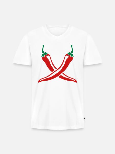 Chillies - Men's Premium Organic V-Neck T-Shirt - white