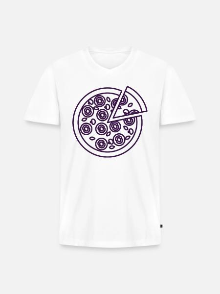 White Whole Pizza Icon - Men's Premium Organic V-Neck T-Shirt - white