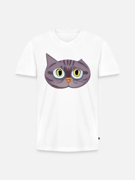 Cute Cat Face - Men's Premium Organic V-Neck T-Shirt - white