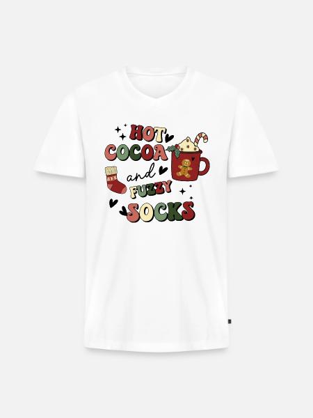 Hot Cocoa And Fuzzy Socks - Men's Premium Organic V-Neck T-Shirt - white