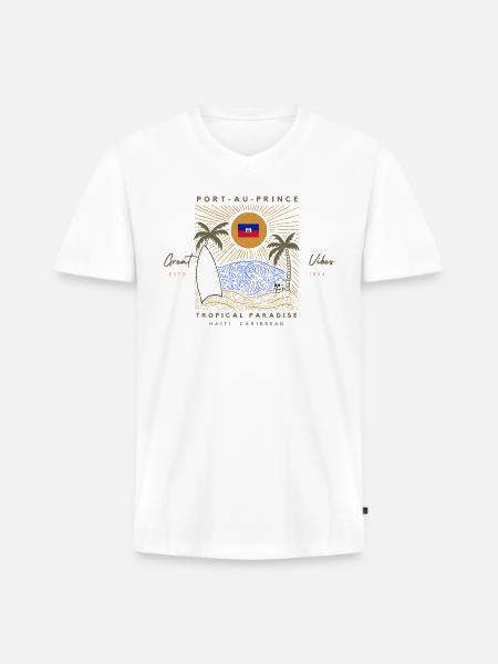 Port-au-Prince, Haiti - Men's Premium Organic V-Neck T-Shirt - white
