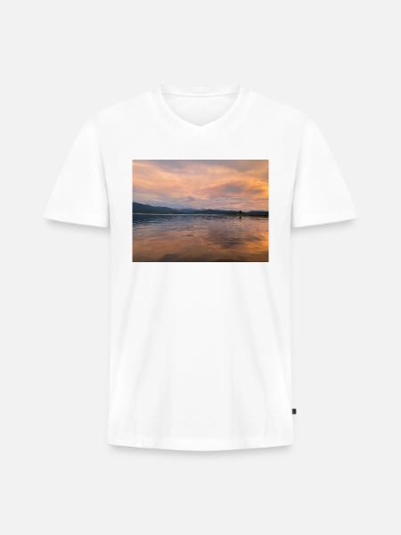 Serene Sunset - Men's Premium Organic V-Neck T-Shirt - white