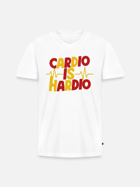 Cardio is Hardio - Men's Premium Organic V-Neck T-Shirt - white