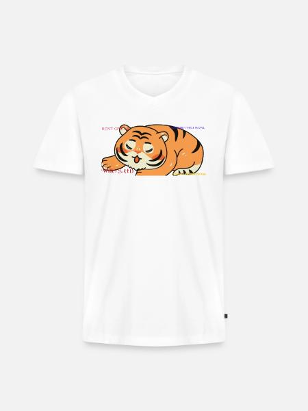 Tiger Advice - Men's Premium Organic V-Neck T-Shirt - white