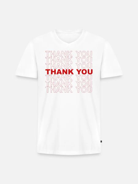 Thank you - Men's Premium Organic V-Neck T-Shirt - white