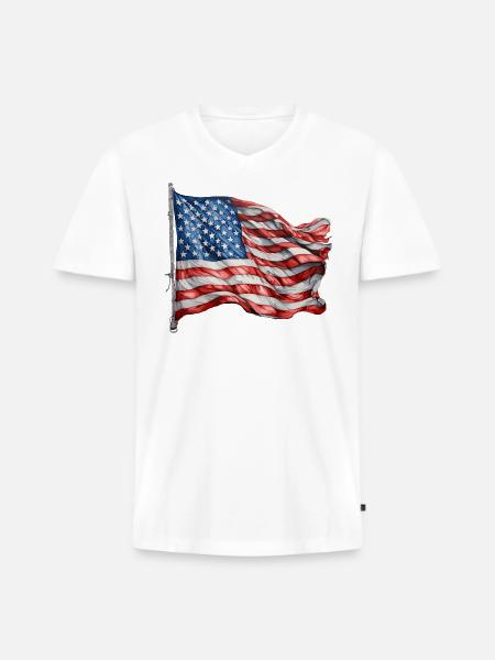 America flag - Men's Premium Organic V-Neck T-Shirt - white