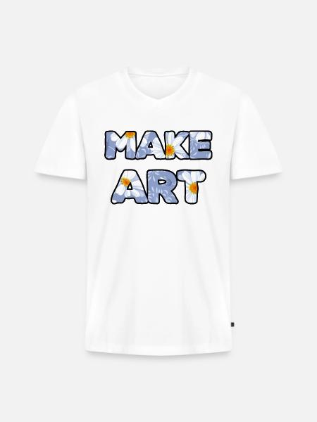 Make Art daisy - Men's Premium Organic V-Neck T-Shirt - white