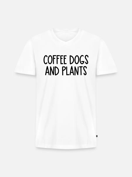 coffee dogs and plants - Men's Premium Organic V-Neck T-Shirt - white