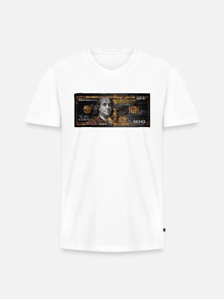 Dollar Bill - Men's Premium Organic V-Neck T-Shirt - white