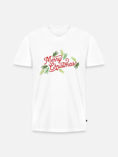 Pine Needles - Men's Premium Organic V-Neck T-Shirt - white