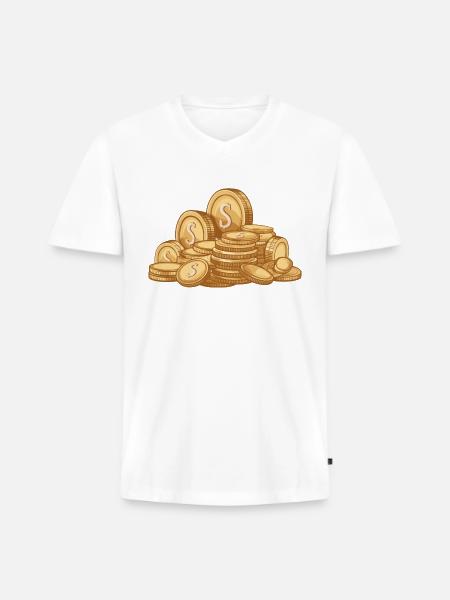 Pile of Gold Coins - Men's Premium Organic V-Neck T-Shirt - white
