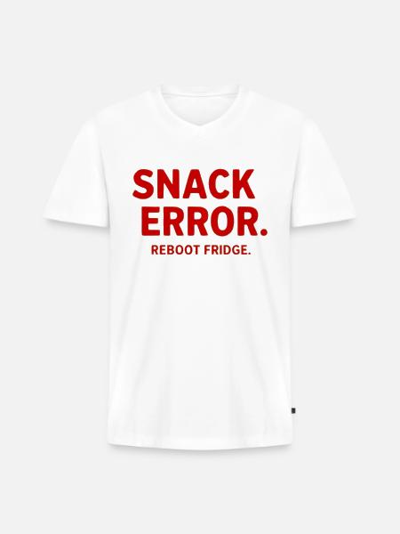 Snack Error - Men's Premium Organic V-Neck T-Shirt - white