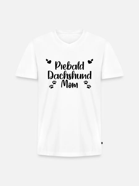 Piebald Dachshund Mom - Men's Premium Organic V-Neck T-Shirt - white