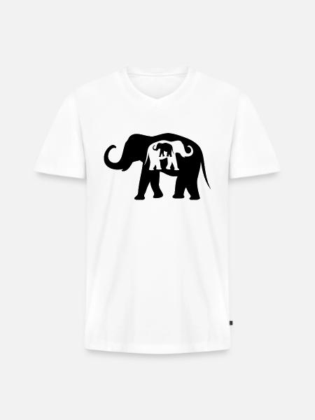 Black And White Elephants - Men's Premium Organic V-Neck T-Shirt - white