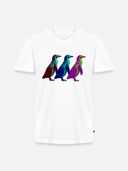 Penguin trio 2 - Men's Premium Organic V-Neck T-Shirt - white