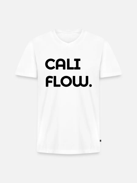 CALI FLOW - Men's Premium Organic V-Neck T-Shirt - white