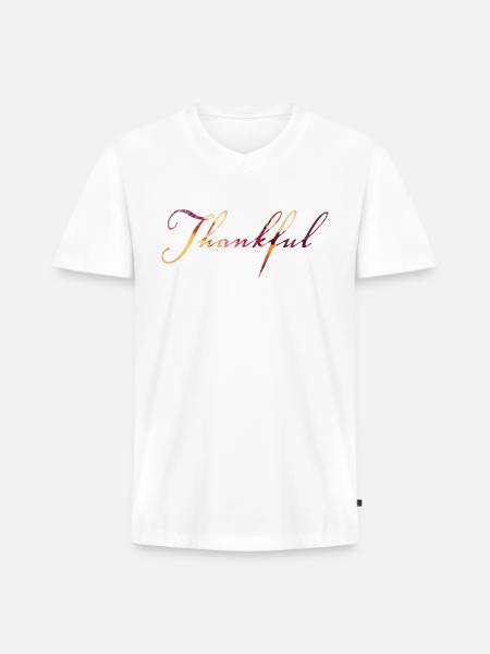 Thankful - Men's Premium Organic V-Neck T-Shirt - white