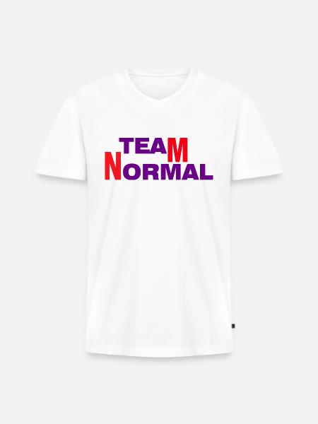 TEAM NORMAL - Men's Premium Organic V-Neck T-Shirt - white