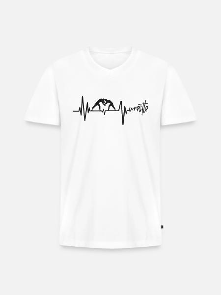 wrestle - Men's Premium Organic V-Neck T-Shirt - white