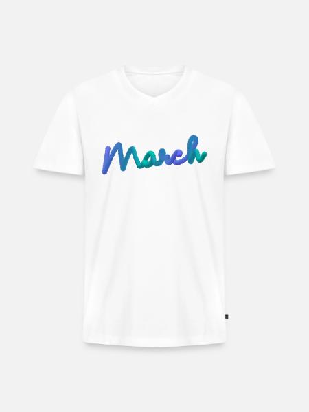 March - Men's Premium Organic V-Neck T-Shirt - white